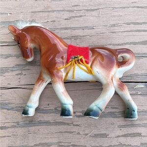 Vintage porcelain 1950s standing pony.